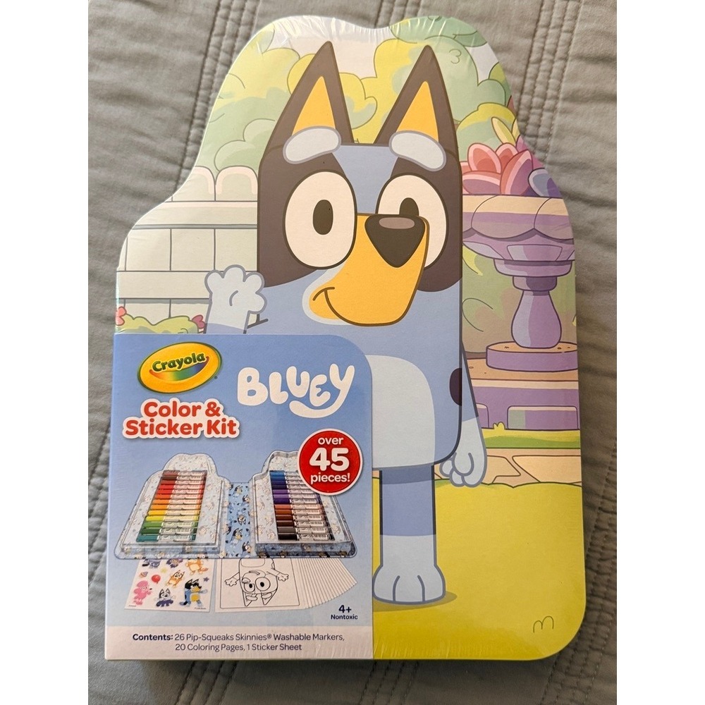 Crayola Bluey Color & Sticker Kit Kids OS Multicolor New Washable Art Set 45pc